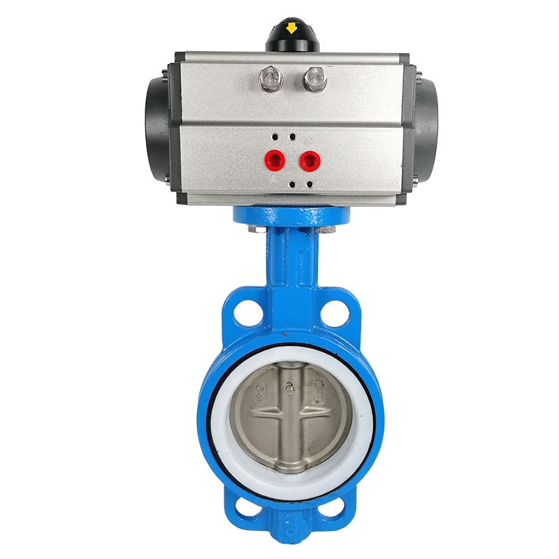 D671F-16Q 气动四氟蝶阀 对夹式耐酸碱腐蚀阀门 DN50 65 80 100