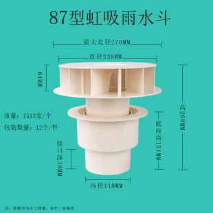 贝傅特87型虹吸雨水斗PVC排水楼顶排装 修建筑水管塑料天台落水斗1