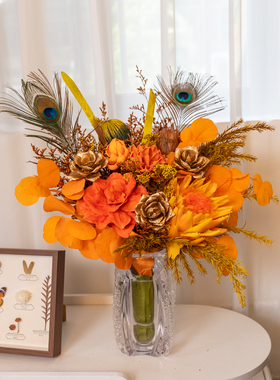 餐桌桌面长圆形花瓶斗柜岛台摆件