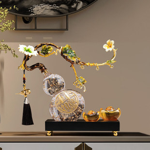 新中式珐琅彩金箔葫芦摆件招财高档客厅电视柜酒柜开业新居装饰品