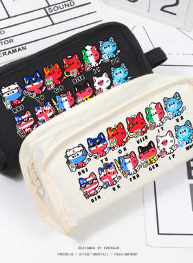 ch五常国拟猫猫同人吧唧 笔袋文具袋 瓷美俄英法周边ch猫拟大容量