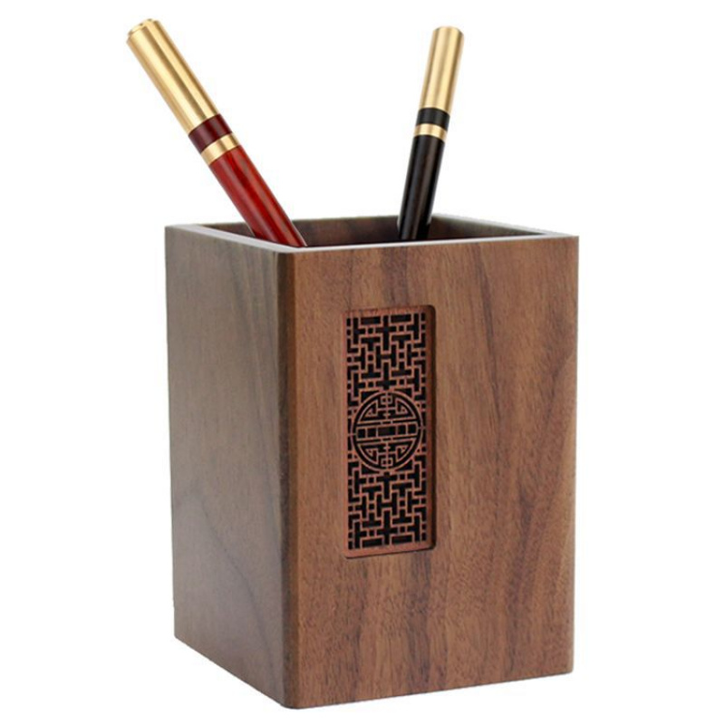 中国风实木笔筒礼盒胡桃木复古大
