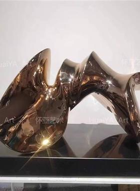 镜面不锈钢水滴鹅卵石雕塑人脸玻璃钢装饰定制圆坐凳户外金属工厂