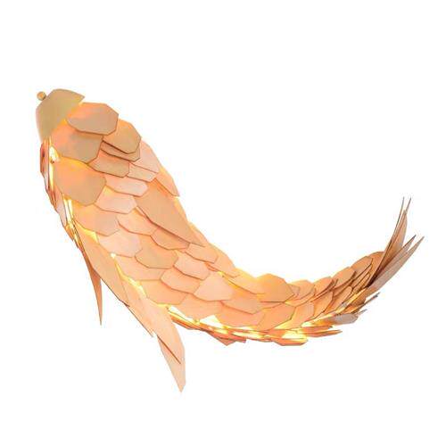 酒店会所大堂非标艺术吊灯农庄木艺吊灯木鱼鲤鱼吊灯工程吊灯