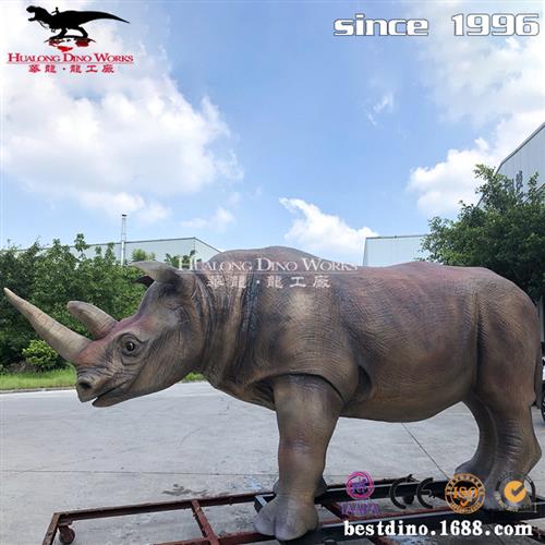 仿真机械电动仿真动物厂家硅胶材质苏门达腊犀牛公园景区动物园.