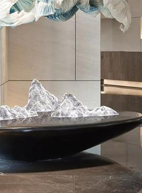 透明树脂假山落地摆件酒店景观装饰艺术品别墅玄关售楼处大型雕塑