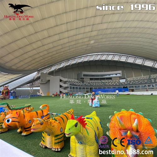 儿童公园广场活动游乐园互动仿真机械硅胶电动恐龙小车骑乘小车