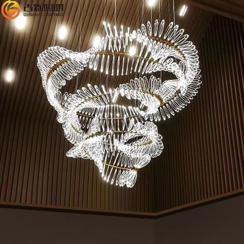 亚克力挂件酒店大堂会所私人设计灯具别墅客厅大型非标工程灯具