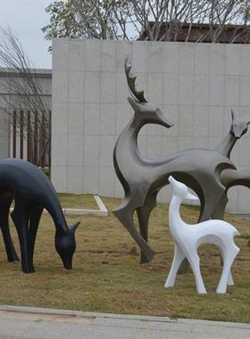 花园景观小品梅花鹿抽象玻璃钢鹿户外园林麋鹿雕塑商场美陈装饰品
