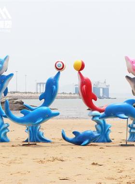户外海洋生物仿真海豚玻璃钢雕塑商场水上乐园泳池大酒店美陈摆件