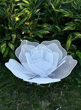 户外镂空花朵雕塑不锈钢铁艺植物摆件园林景观售楼部小区草坪装饰