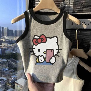 简约甜美洋气无袖 纯棉女童背心吊带儿童可爱印花时尚 中小童上衣夏