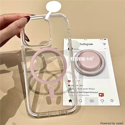 透明果冻磁吸带支架适用苹果17手机壳新款17promax保护套iphone16promax全包苹果15防摔苹果13女14超火16pro