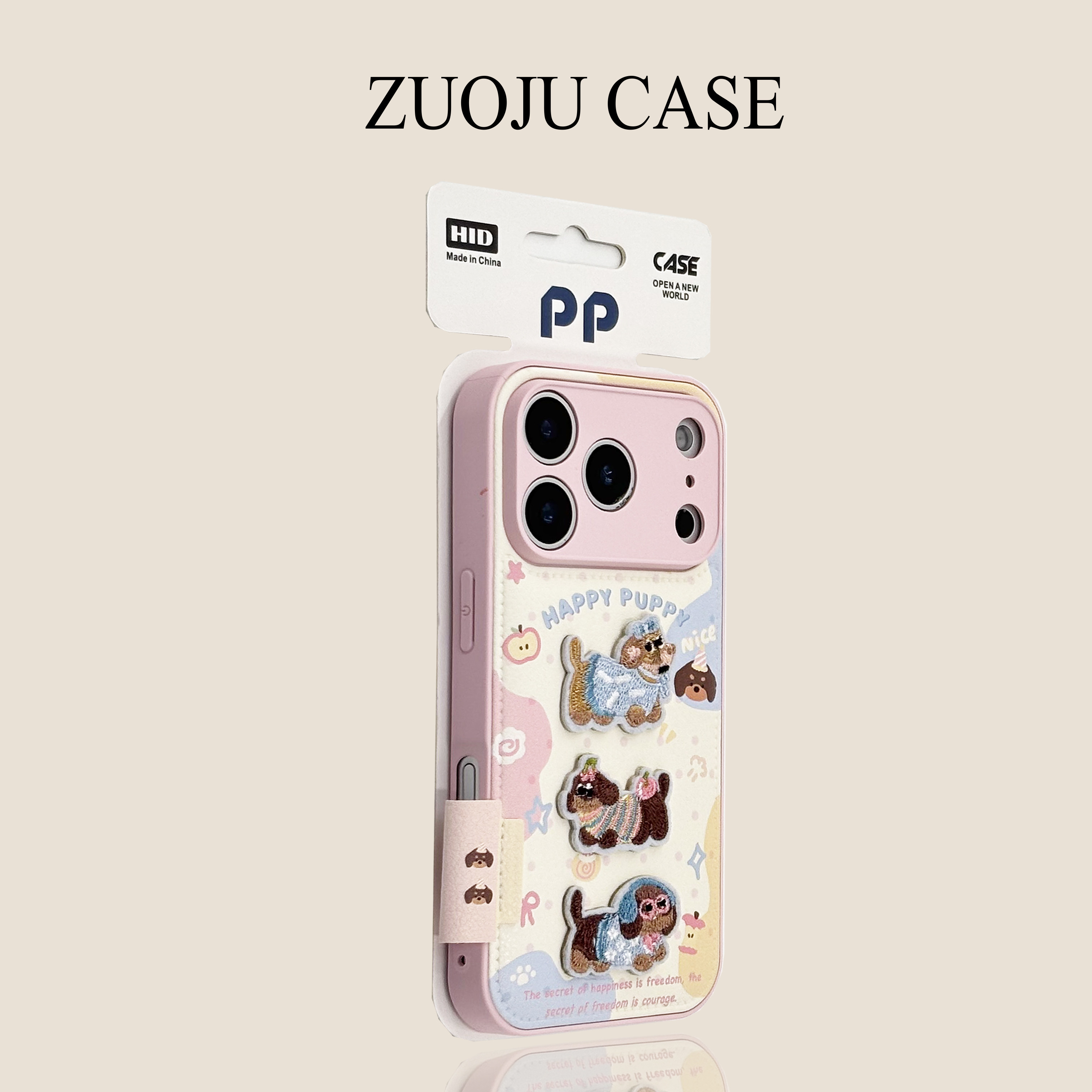 鼓包皮纹彩色刺绣三只腊肠狗苹果17手机壳新款iphone17pr