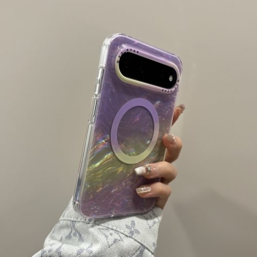 适用华为PuraXview手机壳新款紫黄晕染渐变贝壳纹磁吸Pura x view阔直板保护套Pura X View情侣款全包防摔