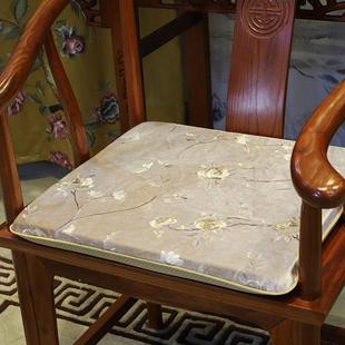 红木绒布椅子家具沙发坐垫家用防滑实木官帽餐椅太师椅圈椅垫 中式