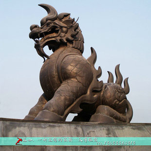 法治廉政主题雕塑铸铜独角兽獬雕塑法治公平公正神兽X公园广场景