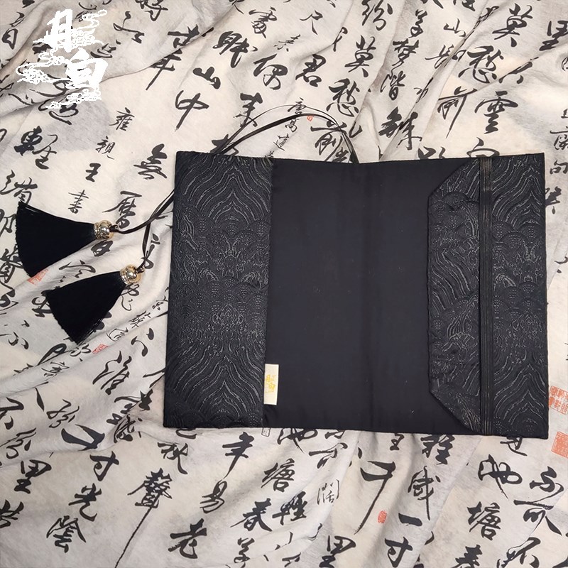 月白 余笙 古风刺绣织锦缎布艺笔记本书衣A5A6S活页手帐手账本礼