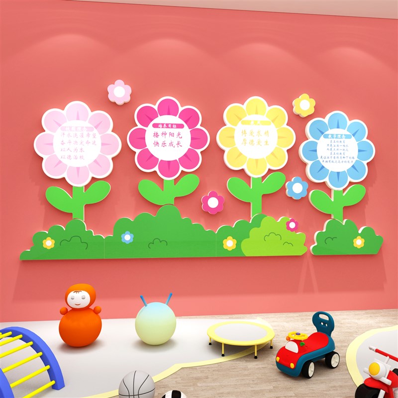 幼儿园墙面装饰环创境主题成品布B置材料托管班大厅文化背景踢脚