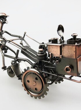 摆件品家居装饰工艺铁艺模型创意复D古拖拉机小金属车风店摆设新