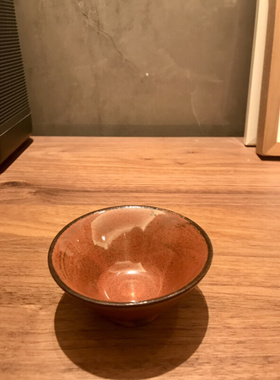 日本进口铁锈红柴烧手作主人杯窑变单色釉日式复古功夫茶茶具稀有