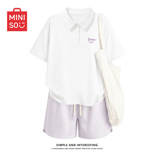 名创优品运动套装女夏天速干polo衫短裤女士2026超火减龄一整套D