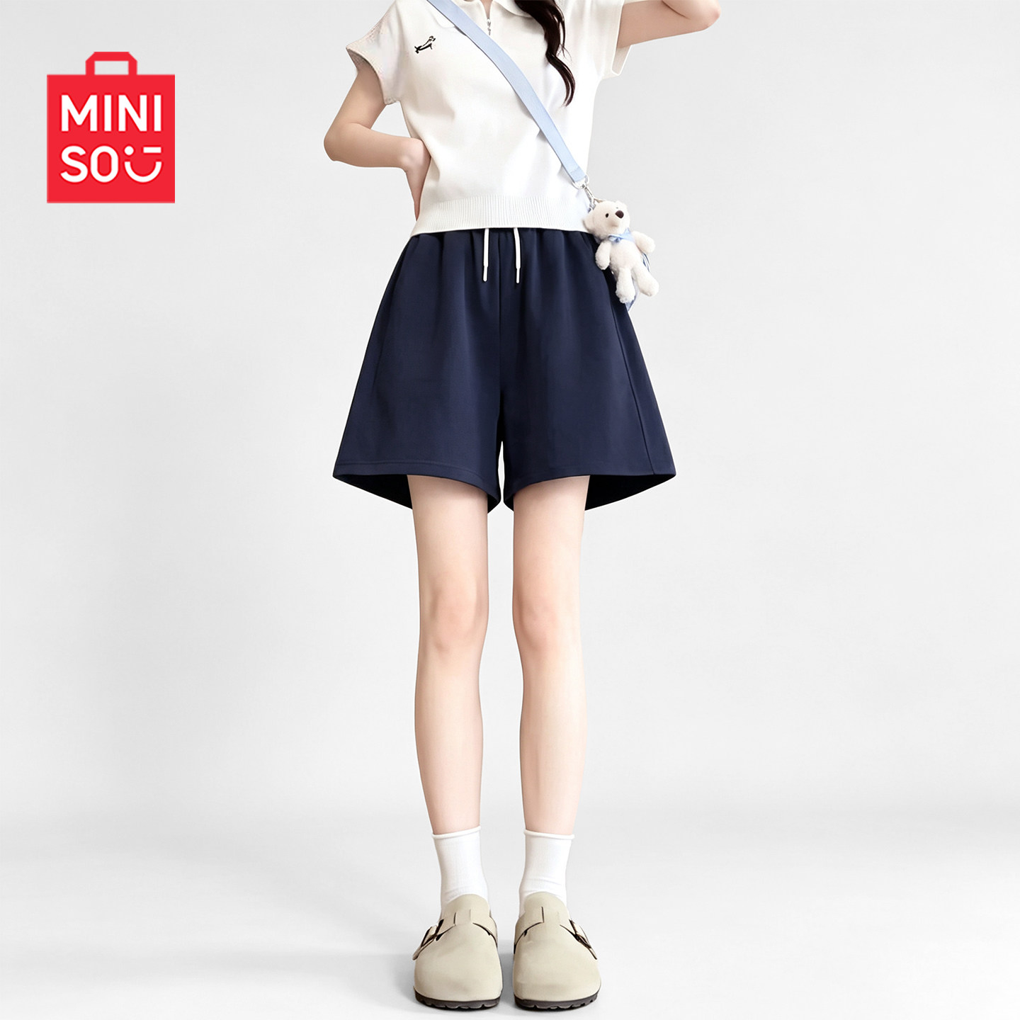 MINISO/名创优品运动短裤女夏季薄款2026新款宽松显瘦休闲五分裤J