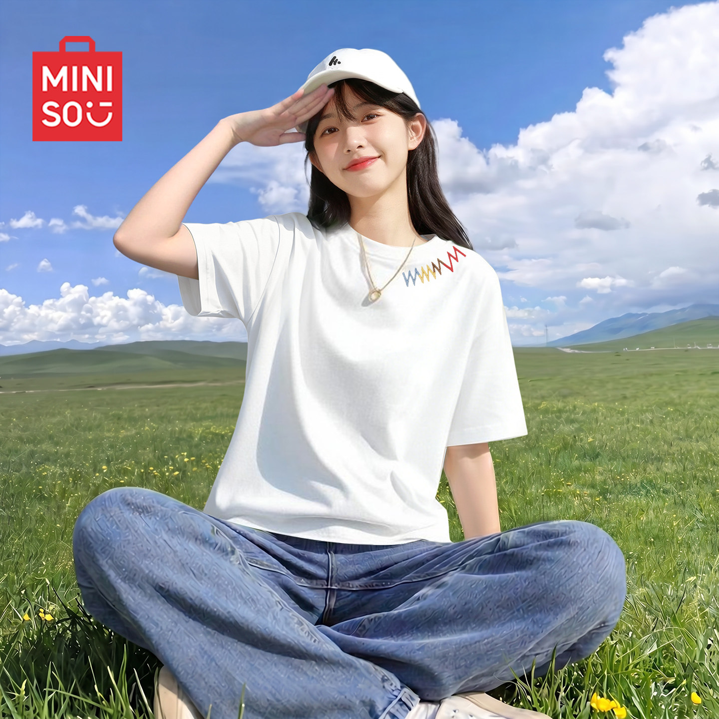 名创优品短袖女t恤夏2026新款宽松纯棉半袖女士冰丝夏装白色上衣D