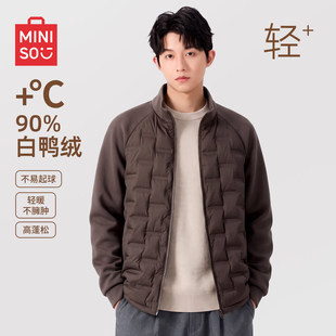 名创优品羽绒服男款2026新款针织拼接美式复古棉服保暖防寒外套A