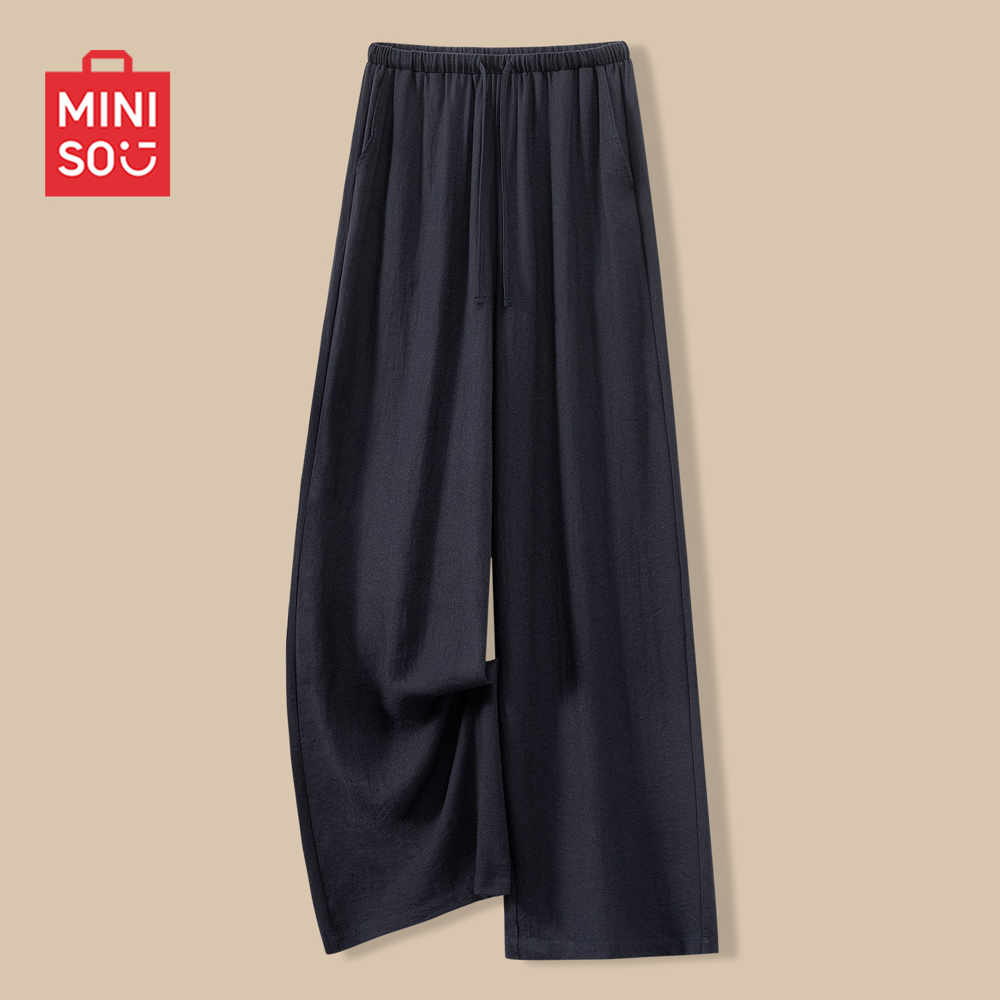 MINISO/名创优品亚麻裤子女夏薄款2026新款小个子垂感阔腿休闲裤J