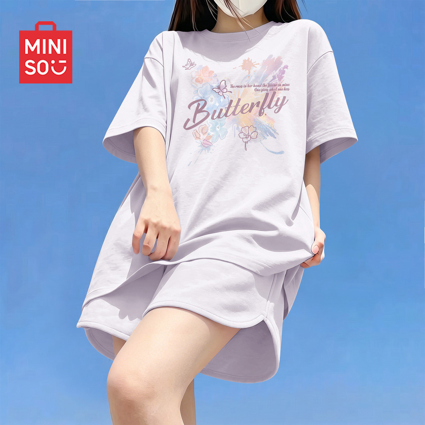 名创优品初中生女夏套装2026新款冰丝速干t袖短裤休闲运动两件套D