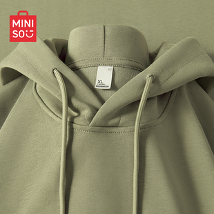 男款 名创优品卫衣男春秋季 纯色帽衫 绿色男士 青少年连帽外套A 美式