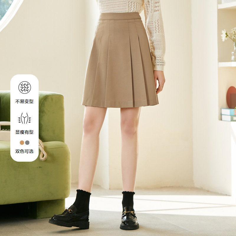 betu百图学院风知性半身裙女高级感显瘦百褶裙短裙2026年夏季新款