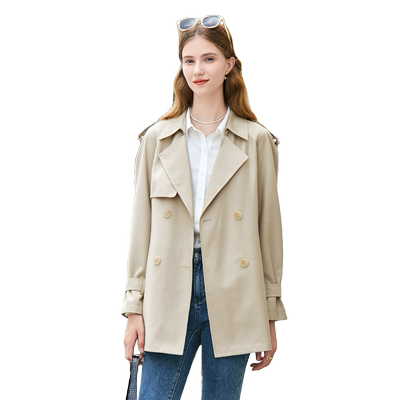 betu百图女装2025年秋装新款小个子高级感双排扣中长款风衣外套