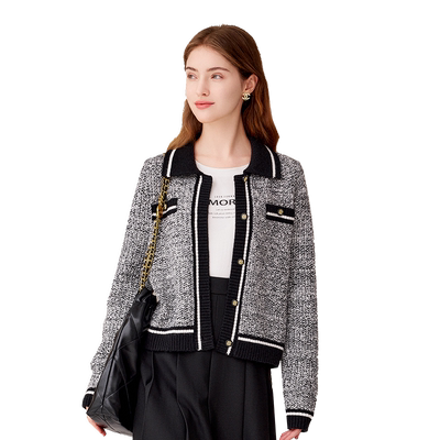 百图小香风短款毛针织衫