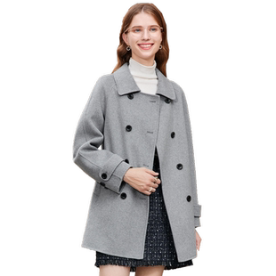 betu百图女装2025年冬季新款宽松双排扣双面呢毛呢外套呢子大衣