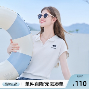 上衣 betu百图运动风polo领短袖 T恤女2025年夏季 新款 百搭体恤衫