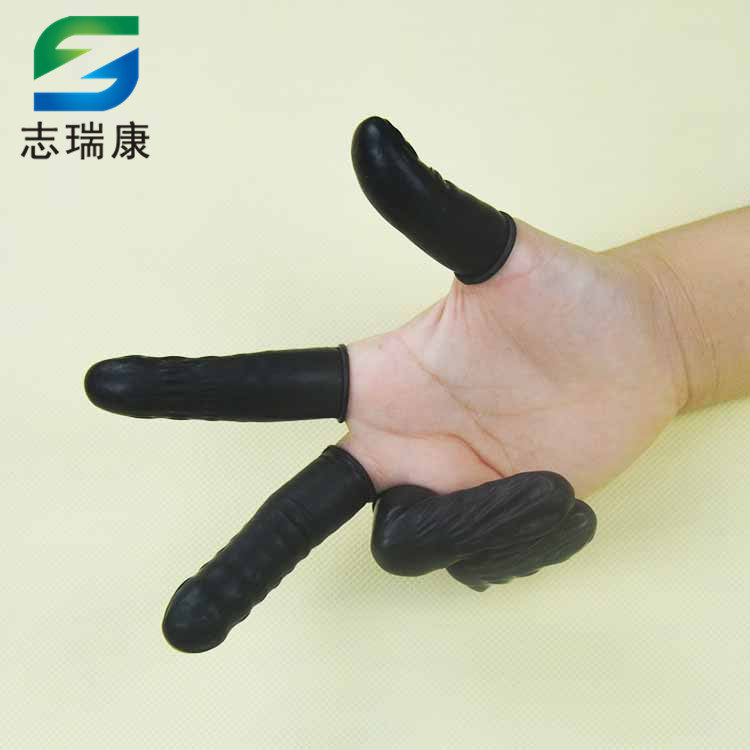 厂家直销电黑色手指套 无尘车间半导体用乳胶手指套现货 500克装