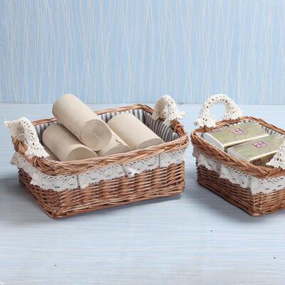 家用田园柳条编织桌面收纳筐收纳篮杂物筐，非藤编藤筐藤条竹编