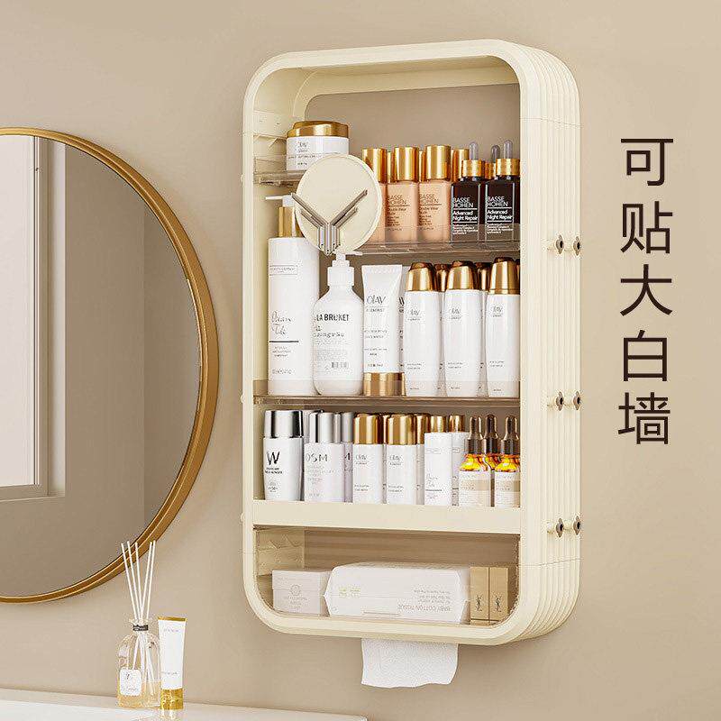 化妆室墙上置物架浴室厕所洗手间洗漱台化妆品壁挂式免打孔收纳盒