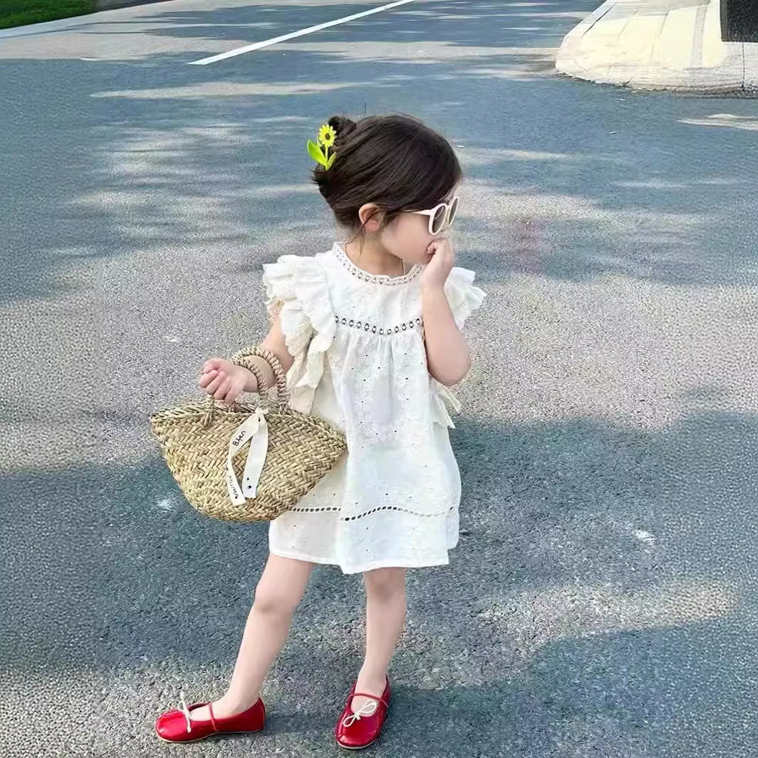 女宝宝连衣裙女童夏装白色时髦小连衣裙