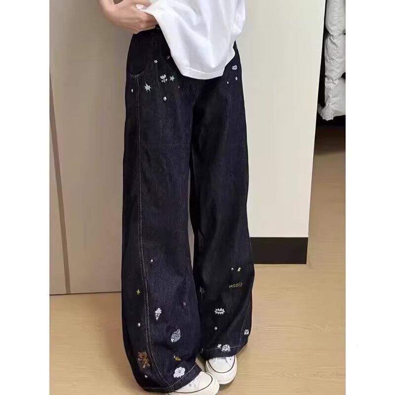 新款刺绣牛仔裤阔腿裤直筒裤子513ACK2309P52,男装牛仔裤,星座513A