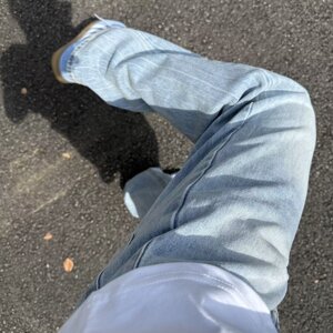 冰蓝闪电纹牛仔裤直筒微喇修身裤子513ACK1805P44图片