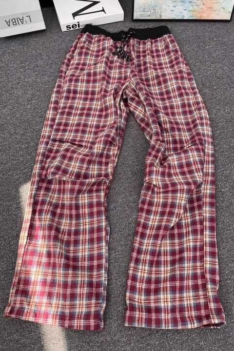 经典格子裤男褶皱撞色休闲裤美式复古宽松显瘦长裤513ACK2273P34,男装休闲裤,星座513A