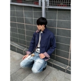 格纹衬衫拼接工装夹克男美式翻领外套飞行员上衣513AJK2279P68，男装夹克，星座513A