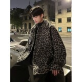 潮流日系小香风豹纹外套韩版毛呢夹克新款百搭慵懒513AJK2303P73，男装夹克，星座513A