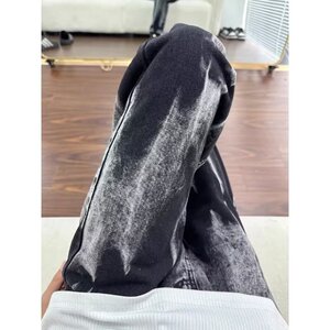 黑色扎染牛仔裤男美式裤子潮牌高街显瘦直筒裤513ACK2215P39图片