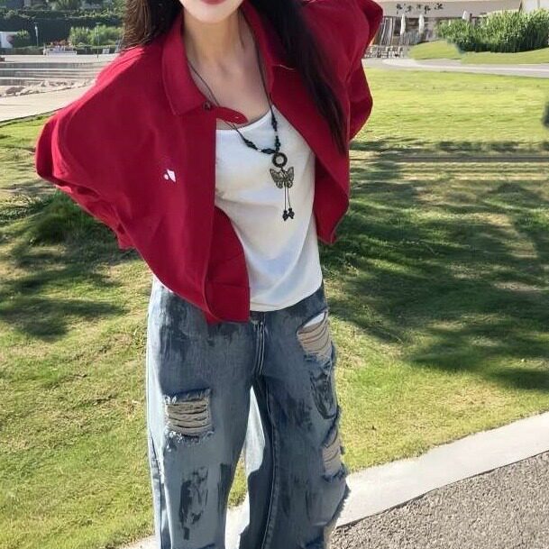 休闲百搭翻领衬衫夹克潮流美式复古拉链情侣外套513AJK2315P65,女装衬衫,星座513A