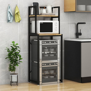 厨房置物架消毒柜l落地小冰箱上方微波炉高脚架下空式多层碗柜架