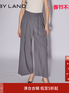 IF BY LAND 设计师品牌春夏灰色休闲时尚阔腿西裤女